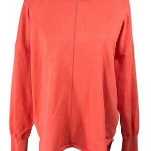 Max Studio Tunic Sweater Orange Size L large Round Hem Long Sleeve